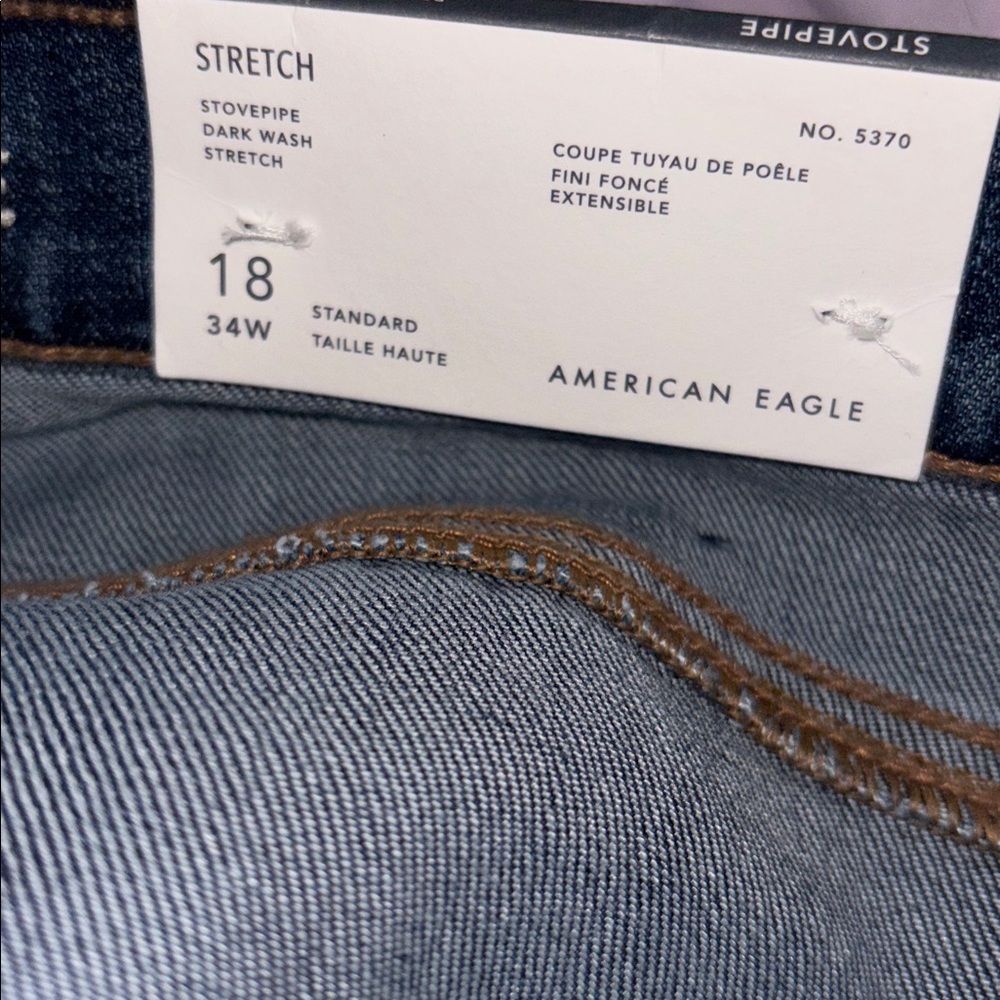 American Eagle NWT Stovepipe Dark Wash Denim Jeans SZ 18 R - Picture 10 of 11